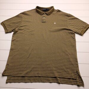 Polo Ralph Lauren Olive Green Striped Polo Shirt White Pony Men’s XXL Classic
